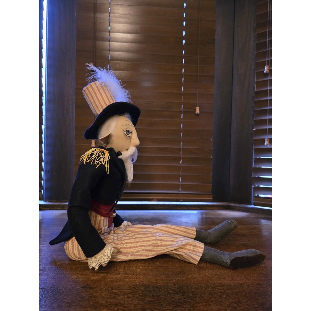 Colonial Traditions Uncle Sam Rag Cloth Doll Striped Pants Navy Jacket - Picture 5 of 7